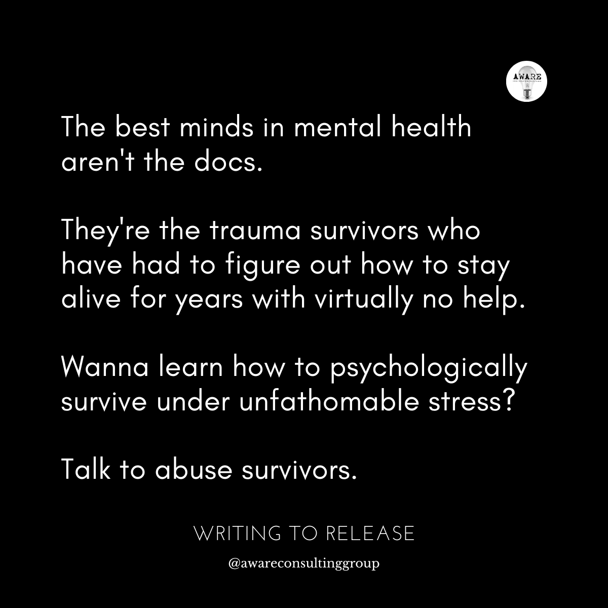 awareglobal2023's tweet photo. The voices of trauma survivors are essential for meaningful conversations about how to create change and support a healthier future.

That's why we are proud to recognize and amplify #MentalHealthSurvivors and their invaluable contributions to our community. BIG HUGS!!! #trauma https://t.co/I7bzgGQhQQ