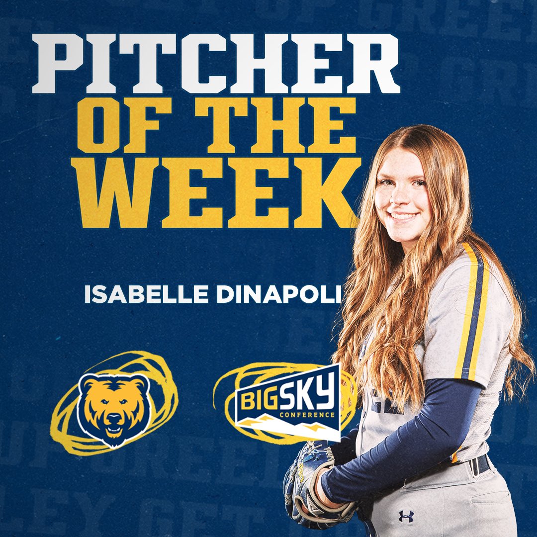 UNC_BearsSB's tweet photo. Big Sky Honors go to our very own ✨Isabelle Dinapoli ✨ 

Pitched a 5-inning shutout against KC for her fourth win of the season. Earned her first save of the season shutting down KC in an 11-10 comeback win.

#GetUpGreeley🐻🥎 https://t.co/FIyIxxcAJt