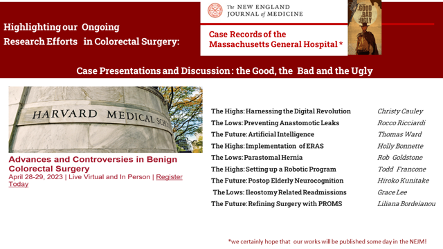 MGHColorectalSurgery (@mghcolosurgery) on Twitter photo Excited to showcase our <a href="/MGHSurgery/">Mass General Surgery</a> Case Records and research inspired by them! Preview these high impact projects during our annual tinyurl.com/harvardcolorec… course. Get ready for us! <a href="/NEJM/">NEJM</a> <a href="/DCRjournal/">DCRjournal</a> <a href="/ColorectalDis/">Colorectal Disease</a> <a href="/AnnalsofSurgery/">Annals of Surgery</a> <a href="/LilianaBordei/">Liliana Bordeianou, MD, FACS, FASCRS</a> <a href="/ScottRSteeleMD/">Scott R. Steele</a> Excited to showcase our <a href="/MGHSurgery/">Mass General Surgery</a> Case Records and research inspired by them! Preview these high impact projects during our annual tinyurl.com/harvardcolorec… course. Get ready for us! <a href="/NEJM/">NEJM</a> <a href="/DCRjournal/">DCRjournal</a> <a href="/ColorectalDis/">Colorectal Disease</a> <a href="/AnnalsofSurgery/">Annals of Surgery</a> <a href="/LilianaBordei/">Liliana Bordeianou, MD, FACS, FASCRS</a> <a href="/ScottRSteeleMD/">Scott R. Steele</a>