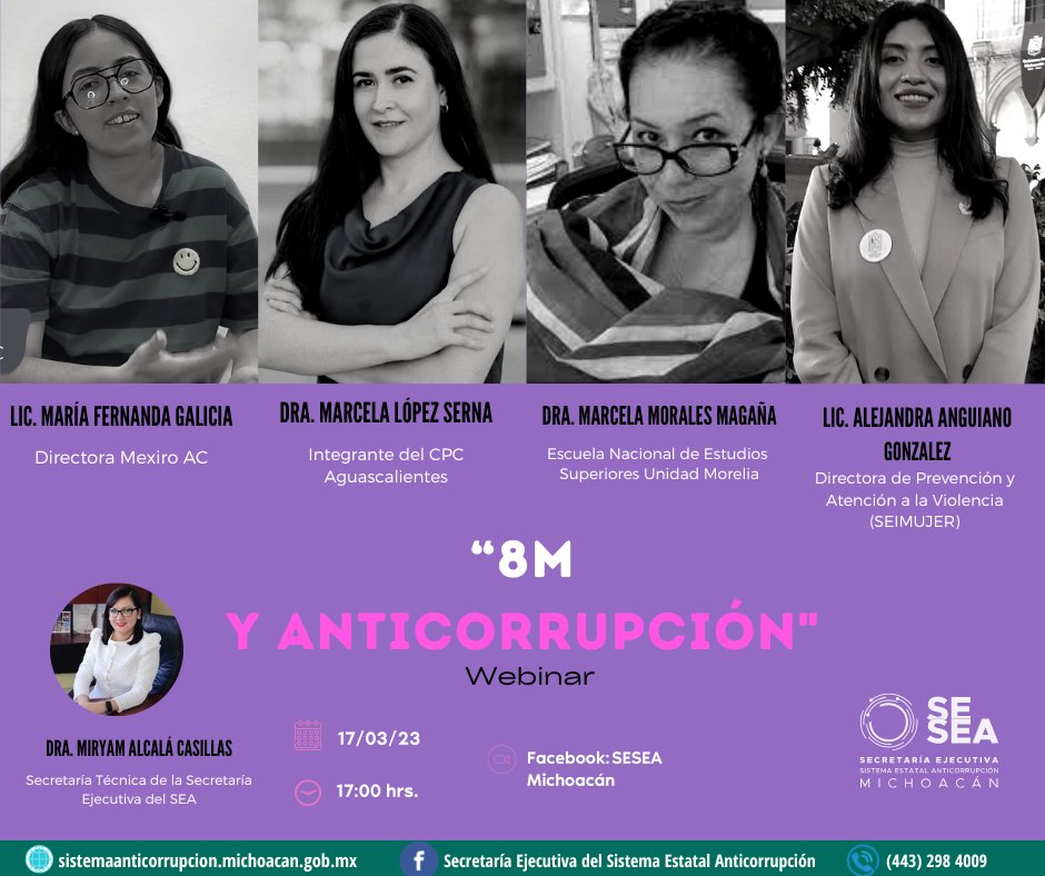 SESEAMichoacan's tweet photo. #NotiSEA
Espacio de reflexión para abordar las motivaciones que subyacen a las muy diversas y legitimas manifestaciones realizadas a nivel mundial a  propósito del 8M y su relación con la lucha anticorrupción.
📆 17 MARZO 2023
📍 Facebook: SESEA Michoacán
⏰ 17:00 hrs https://t.co/drAexTyVwC
