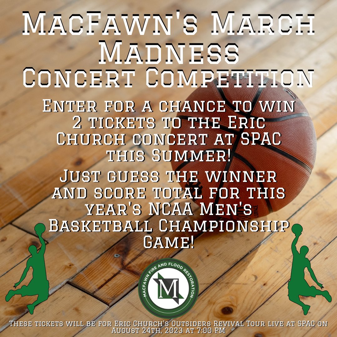We are currently have an AMAZING promotion on Facebook! Make your picks, leave a comment, &amp; see if you will be going dancing at the Eric Church concert! Make sure you enter before the tournament starts on Thursday!

facebook.com/macfawnfireand…

#Contest #EricChurch #FreeTickets