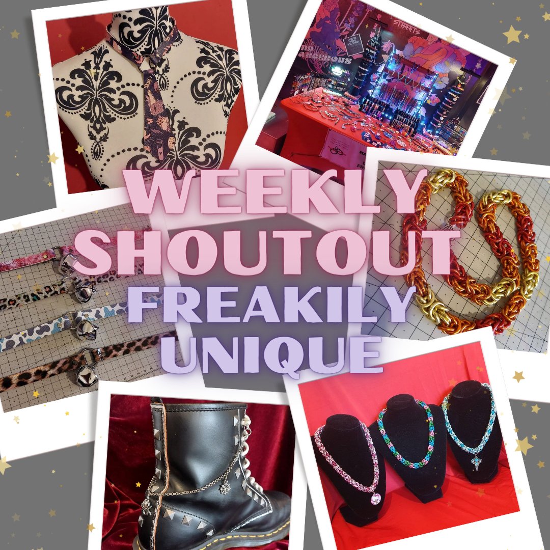 Spoilt_Kitty_'s tweet photo. This weeks shoutout goes to....
The lovely folk over at Freakily Unique @FreakilyU
Absolutely stunning products... go give them a follow π€©π
#supportfellowtraders #wearefamily #kinkcommunity #kinklifestyle https://t.co/VXp8baCXDE