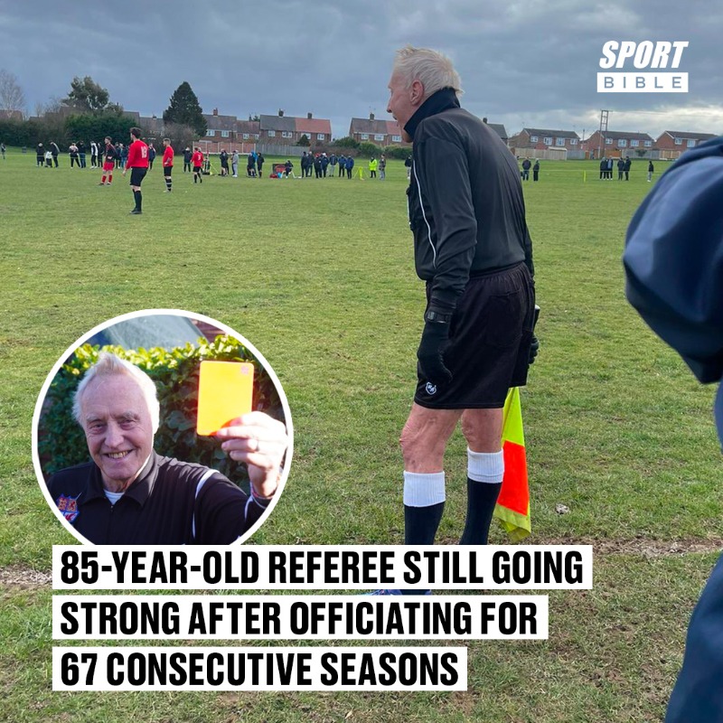 sportbible's tweet photo. 👴 85 Years Old
⚽ 2,082 Games
👏 67 Consecutive Seasons 

@jackkenmare_ caught up with one of Britain's oldest referees who has no desire to stop just yet! 💪