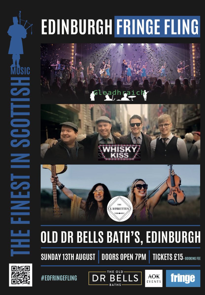 Delighted to announce we’re playing inaugural #edfringefling as part of this summer’s <a href="/edfringe/">Edinburgh Festival Fringe</a> <a href="/OldDrBellsBaths/">The Old Dr Bells Baths</a> in Leith, joined by our good pals Whisky Kiss and <a href="/thelaurettes/">The Laurettes</a> 

Tix on sale now,early bird price of £12, from link below: 

eventbrite.co.uk/e/edinburgh-fr…