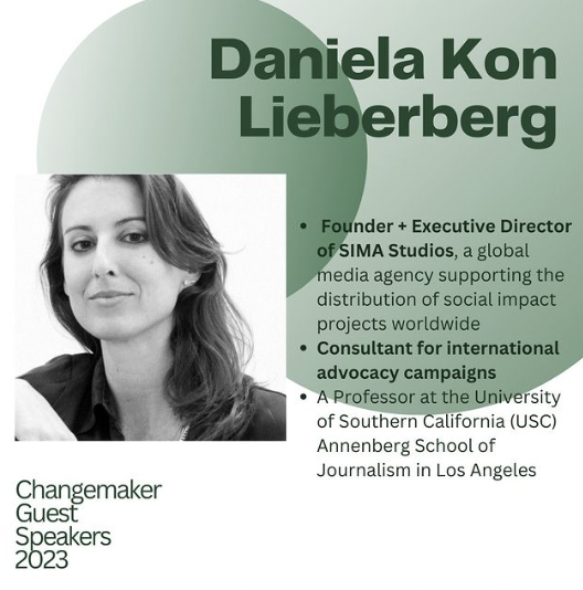 Our second post on one of our guest speakers at the upcoming changemaker conference! Take a look at what Daniela Kon Lieberberg does!