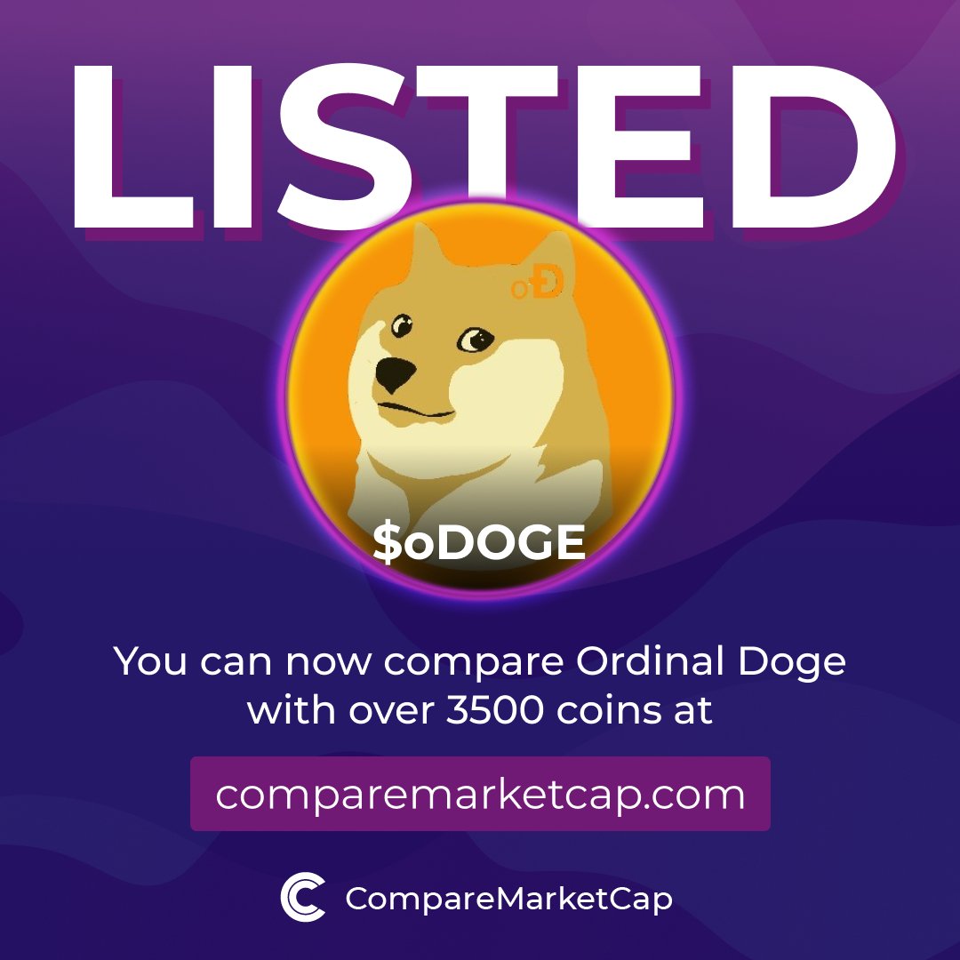 $oDOGE is now listed on CompareMarketCap!

📈 $6M
💸 $0.0₇12

Check out Ordinal Doge on:
- Website: odoge.co
- Twitter: <a href="/DogecoinOrdinal/">Ordinal Doge (BACKUP ACCOUNT)</a>
- Telegram: t.me/oDOGE_Community

You can now compare Ordinal Doge with over 3500 coins on comparemarketcap.com/coin/ordinal-d…