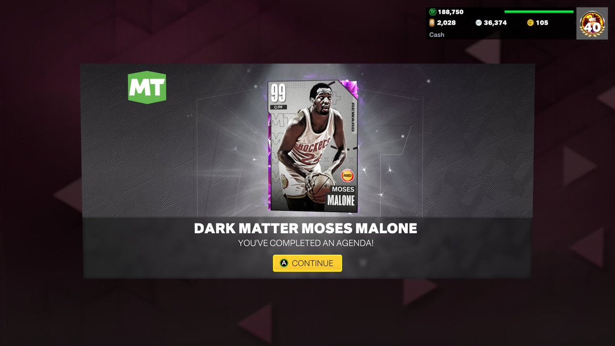 Cash8x's tweet image. Collector Level 1800 Cards Complete ✅- Welcome to the team Dark Matter Moses Malone! @NBA2K_MyTEAM @spontaneousJei #NBA2K23 #myteamcommunity