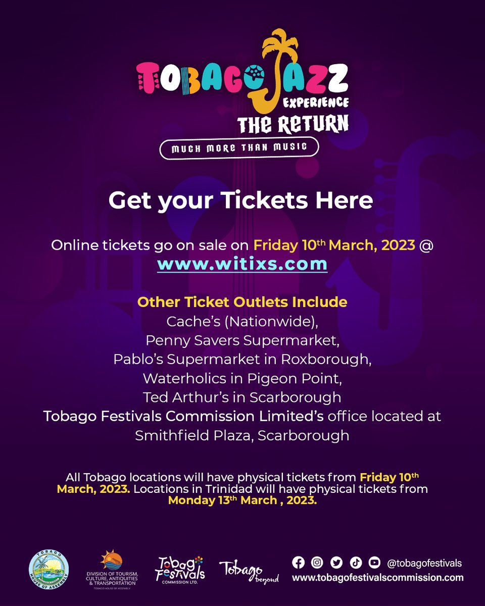 TobagoFestivals's tweet image. More information on the Tobago Jazz Experience 2023 is coming your way!

Interested in what's included in each area? ✅

Wanna know who's performing on each night?  ✅✅

See you for #TheReturn of the #TJE2023!

@DoTCATTHA @visit_tobago