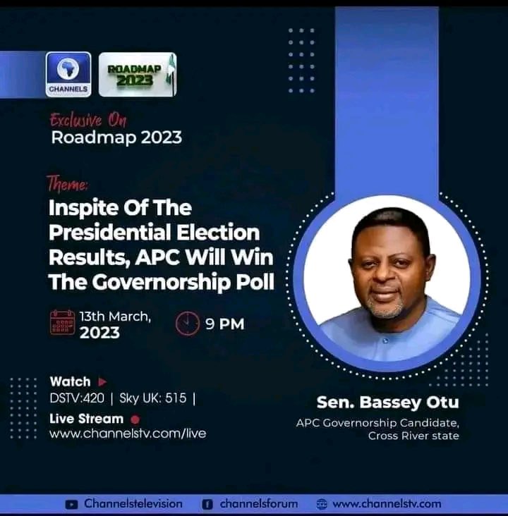 officialspbo's tweet photo. “In spite of the Presidential Election results, APC will win the governorship Election.” 

This is there of my discussion on Channels TV slated for 9:00pm on DSTV Channel 420 and can be live streamed at: https://t.co/QZcGYWNLbg 

See you there! https://t.co/QSFk4e1LRv