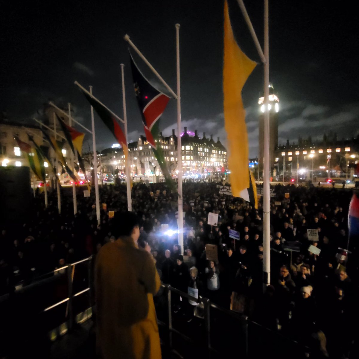 Good to speak at tonight’s rally to oppose the vile morally repugnant #RefugeeBanBill.  In the words of British Somali poet @warsan_shire,  no-one puts their children in a boat, unless the water is safer than the land; unless home is the mouth of a shark or the barrel of a gun
