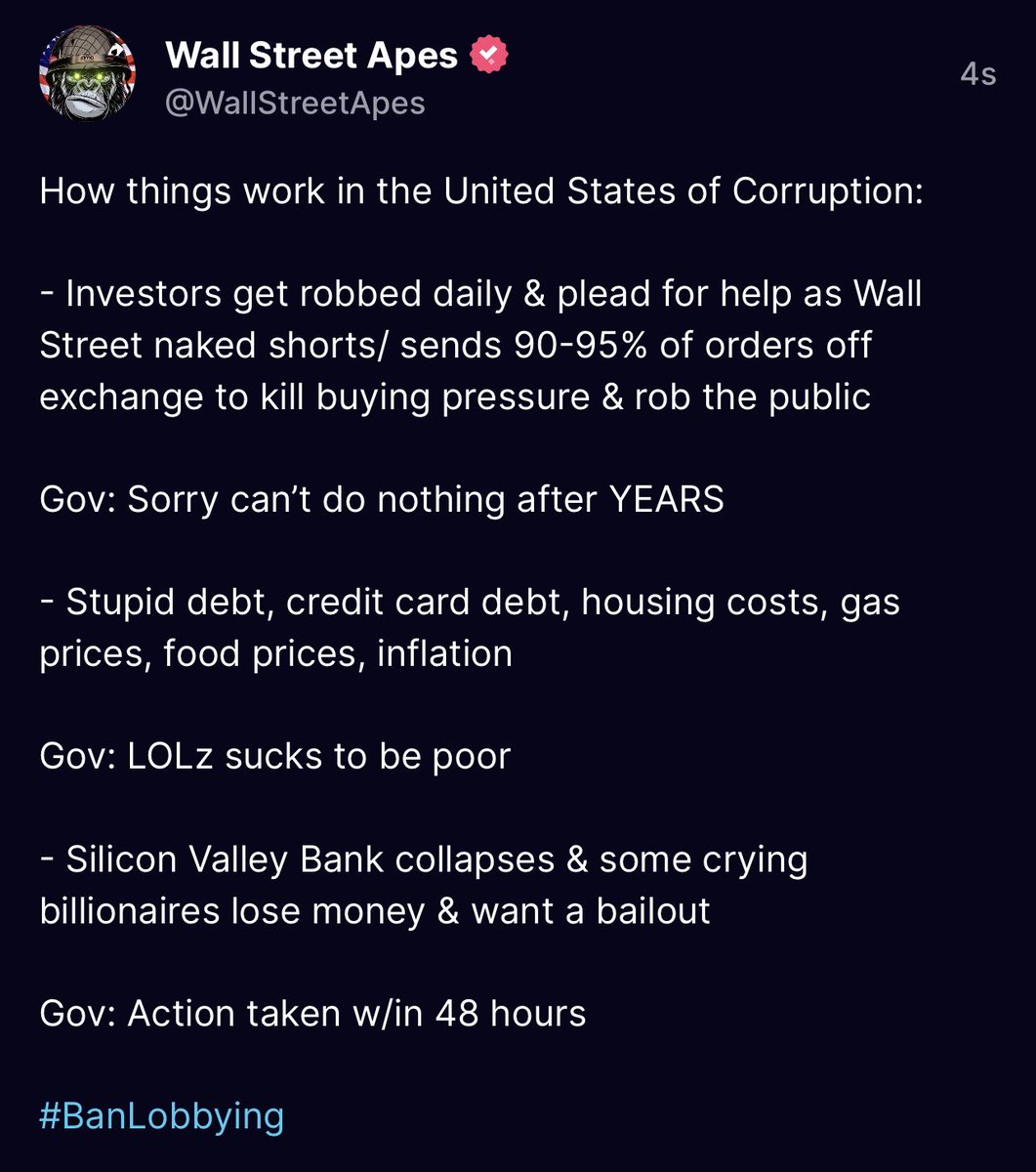 F*@&amp; the United States of Corruption 

and F*@&amp; you too <a href="/GaryGensler/">Gary Gensler</a> &amp; the <a href="/SECGov/">U.S. Securities and Exchange Commission</a>