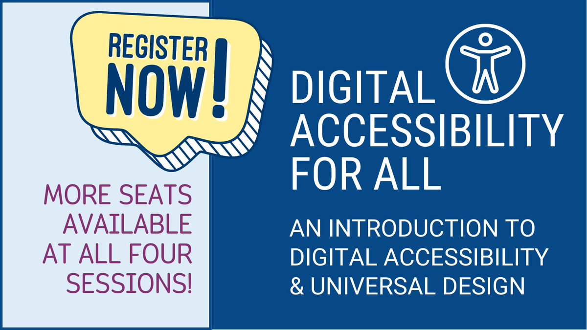 Register now! More seats are available at the March 21, 22, 29, & 30 in-person professional learning sessions, where you'll have an opportunity to learn about digital accessibility & universal design. Details and registration: bit.ly/march23digacce…
#NCITF #NCSLMA #NCTIES23