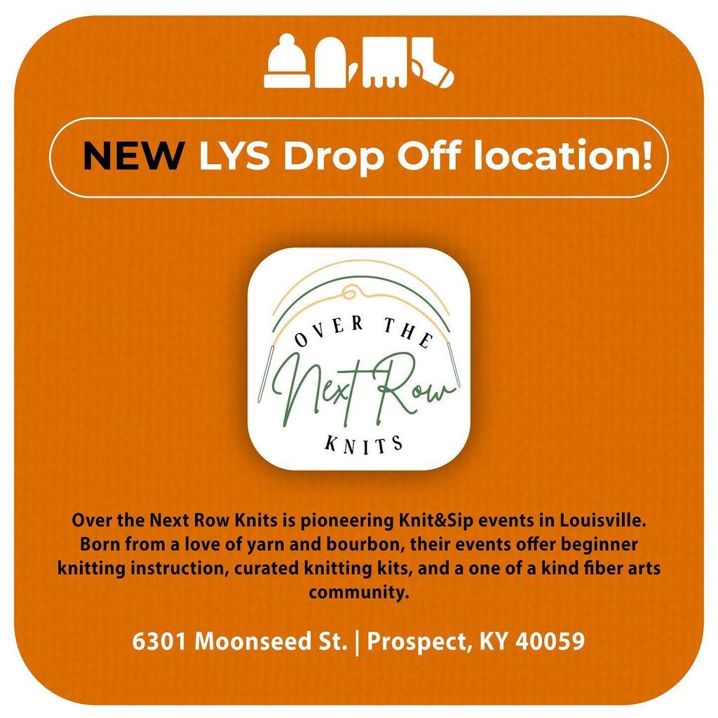 Knit the Rainbow has a new Local Yarn shop drop-off location with @over_the_next_row_knits

“Over the Next Row Knits is pioneering Knit&amp;Sip events in Louisville. Born from a love of yarn and bourbon our events offer beginner knitting instruction, curated… instagr.am/p/CpvWdt6J3WA/