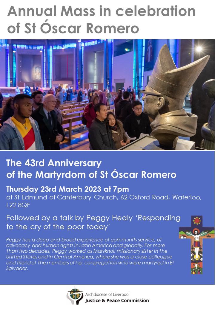 A reminder that all are welcome to join us for the 43rd Memorial Mass of the Martyrdom of St Óscar Romero Thursday 23rd March Please share And R/T