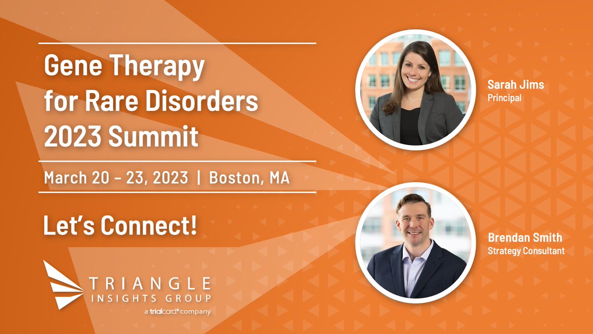 TriangleInsight's tweet image. We are pleased to be an event partner for the 6th Annual Gene Therapy for Rare Disorders Summit, taking place in Boston from March 20-23. If you are attending and would like to connect, email contactus@triangleinsights.com to book a meeting with our team.