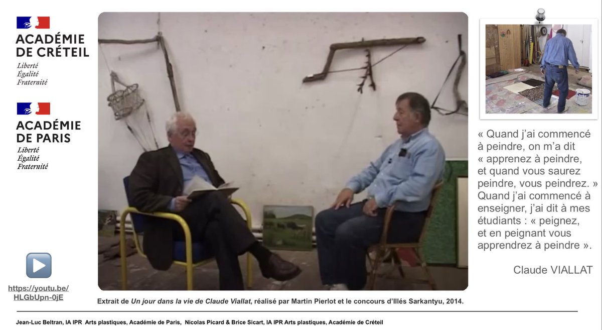 📍Séminaire #Ditactique &amp; #Pédagogie #Artsplastiques <a href="/AcCreteil/">Académie de Créteil</a> <a href="/Academie_Paris/">Académie de Paris</a> 

👁️‍🗨️ « […] Quand j’ai commencé à enseigner, j’ai dit à mes étudiants : peignez et en peignant vous apprendrez à peindre. »
Claude Viallat 

👉 youtu.be/HLGbUpn-0jE