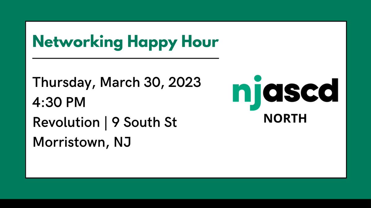 NJASCDNorth's tweet photo. Meet us in Morristown!
https://t.co/DPd11p34ye #whynjascd #networking #savethedate https://t.co/EcjwE693mO