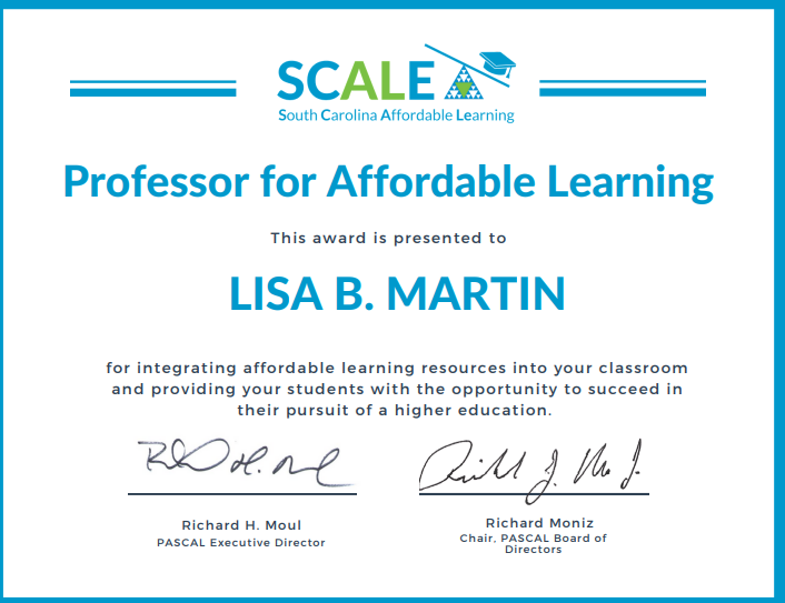 DevEdSC's tweet image. Happy to be a PAL (Professor for Affordable Learning) @piedmont_tech.