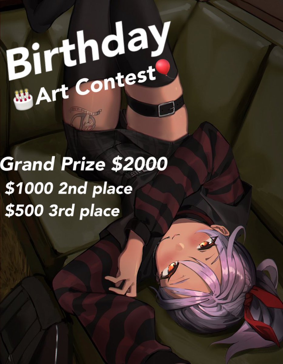 🎂 FeFe BIRTHDAY ART CONTEST! 🎂 

Rules: 
1. Art must feat. <a href="/CovfefeChan/">FeFe 🫦</a> 
2. Tweet must use #FeFeBirthday 
3. Go all out NSFW/MEMES welcome! 

Due date: March 28th 
Winners announced at bday stream