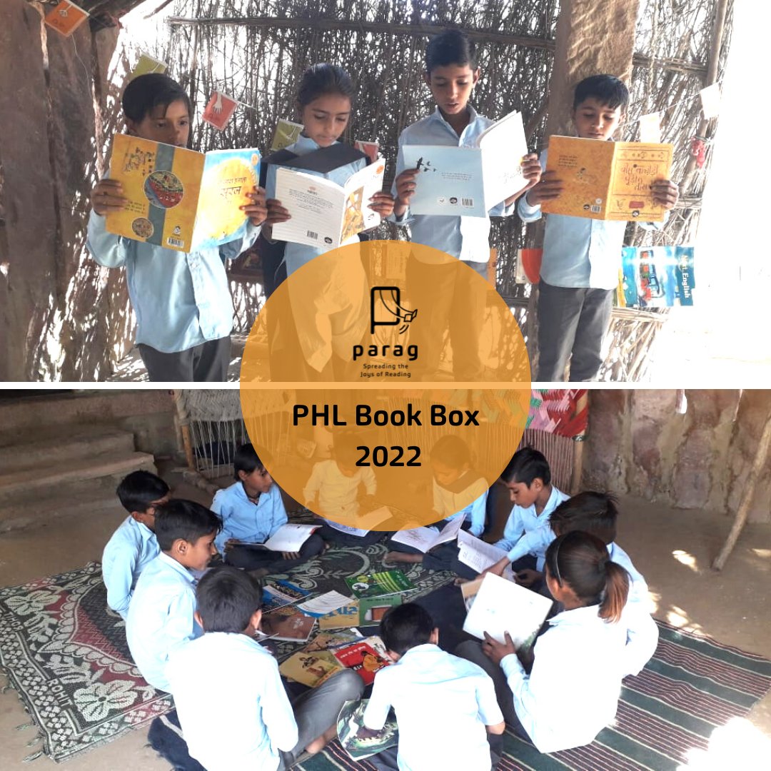 ParagReads's tweet image. #PHLBookBoxSeries

Heartening to see children enjoying PHL books and the Parag Honour List Display in @Aakhar_India&apos;s community library in Dualoniyon ka Tala village, Barmer District, Rajasthan.

#PHL #bookbox #libraries #books #parag #tatatrusts