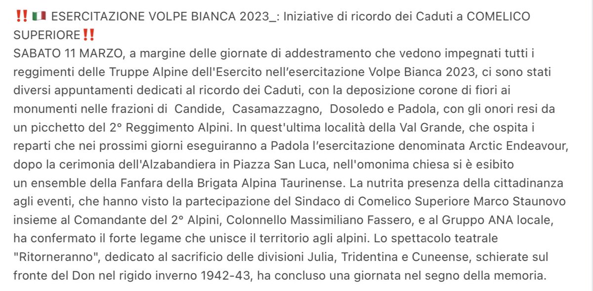 ComelicoSup's tweet photo. https://t.co/qMgnFE8xtf #volpebianca #associazionenazionalealpini #ana https://t.co/PhUyTvvujN