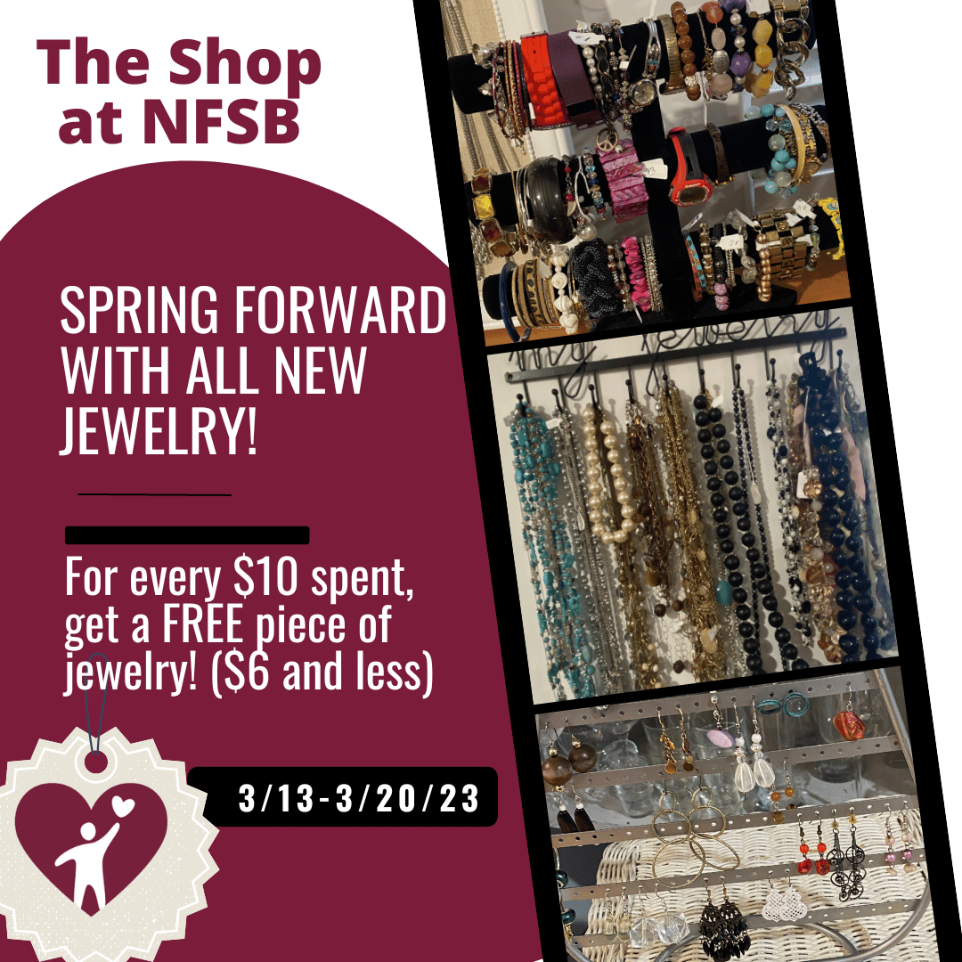 nfsb_nutley's tweet photo. Spring Forward with all New Jewelry!
For every $10 spent, customers may choose one piece of jewelry, $6 or less, for FREE!
SALE RUNS 3/13-3/20/23
#nutleynj #nutley #nutleythriftshop #thriftstorenj #nfsb #thriftshopatnfsb #nonprofitnj #thriftshopnj https://t.co/LqPDG2F01m