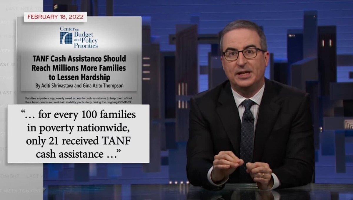 haven’t even watched this yet but 🚨 @Thompson_TANF and co.‘s research is on <a href="/LastWeekTonight/">Last Week Tonight</a> 🚨 youtu.be/wJDk-czsivk