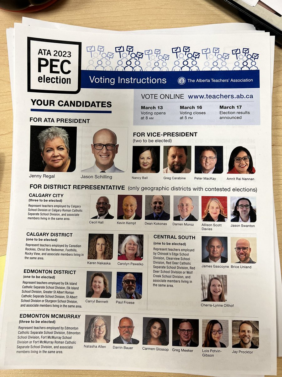 amritnannan's tweet photo. I voted! Did you? Check out the amazing humans below who put their names forward to represent you! Tell a friend and tell your classroom neighbour. @albertateachers #2023PECelection #PECelection2023 https://t.co/q3nhgNaB6J