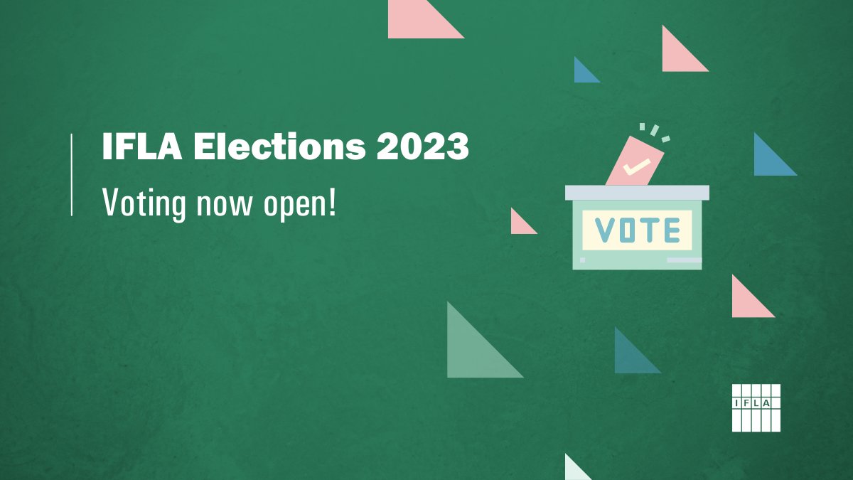 Today, elections opened for key posts across IFLA! 

Those eligible to vote have been sent an email asking them to make their choices before 17:00 CEST on 12 April 🗳️

Results will be shared on 1 May!

Learn more: bit.ly/3ZNisyz
