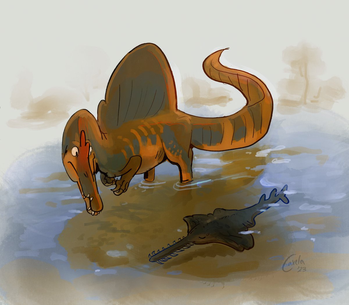 Spinosaurus and Onchopristis