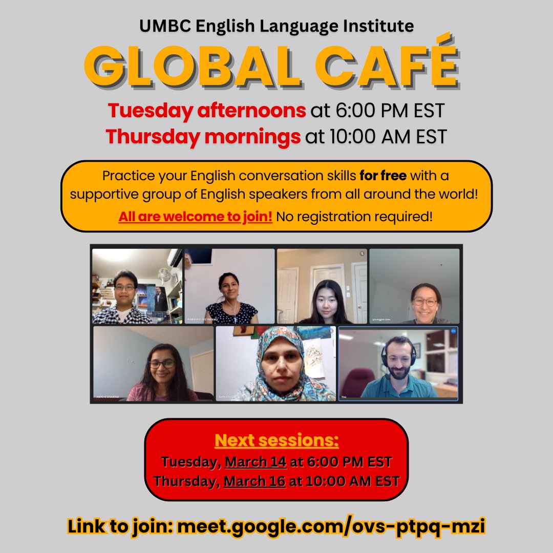 Join us at the ELI Global Cafe! We meet every Tuesday afternoon at 6:00 PM EST and Thuesday morning at 10:00 AM EST. All are welcome, and no registraiton or commitment is required! Just join using buff.ly/3YDbzP2