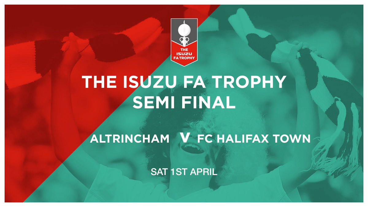 🏆 FA TROPHY DRAW |

The Shaymen will travel to Altrincham on Saturday 1st April in the Semi Final of the FA Trophy. 

#Shaymen | MB