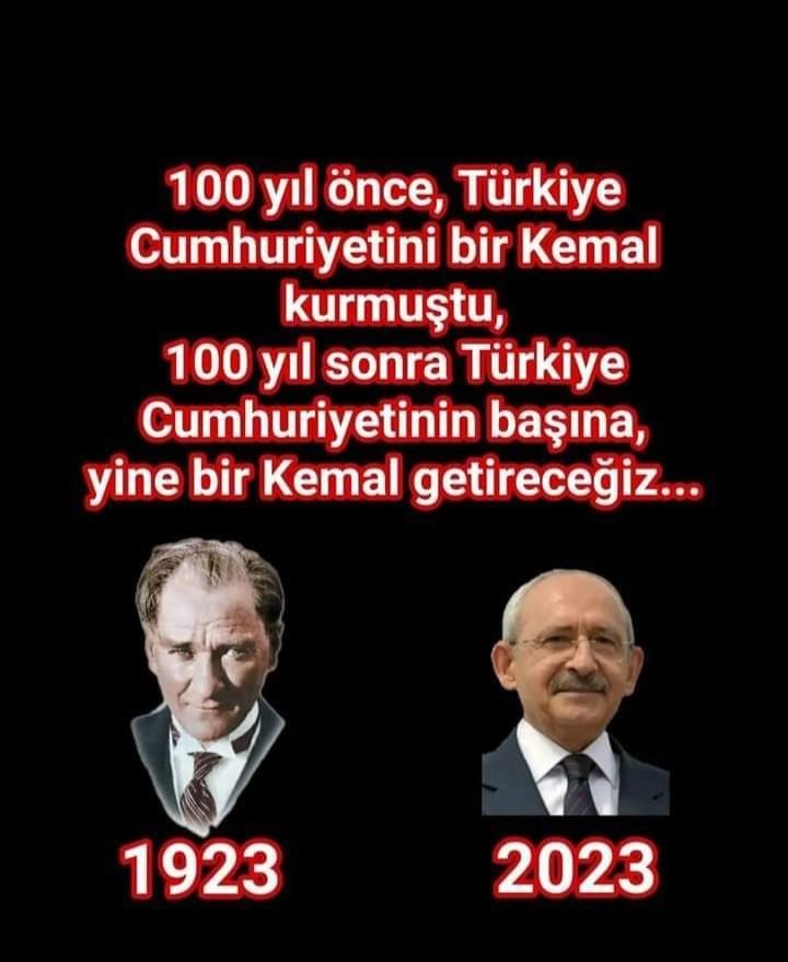 100 yıl sonra #14MayıstaGereğiniYapacağız #GeliyorGelmekteOlan 
#KemalKılıcdaroglu 
@kilicdarogluk 
@herkesicinCHP