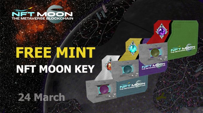 MetaverseMoon's tweet photo. FREE MINT NFT Key from @MetaverseMoon starts on March 24. 

You have a unique opportunity to make #freemint the first. Use the Telegram bot, get the link first and get points for activity. 

https://t.co/hu8DqED8Kt 

Among you, we will also raffle valuable prizes from Metaverse. https://t.co/vIcwDgkfkq