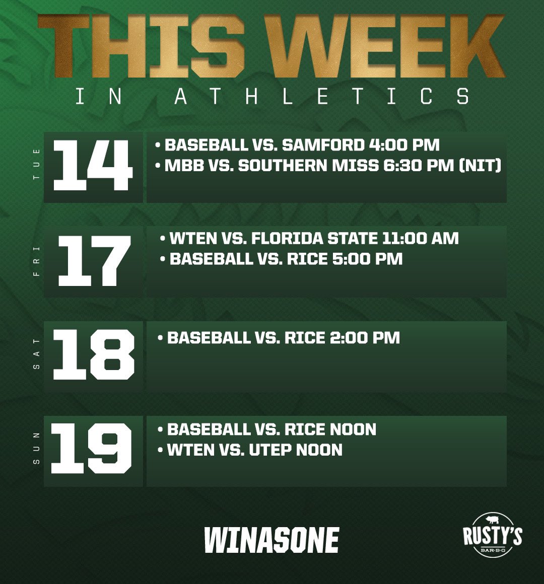 🏀, ⚾️ , & 🎾 action all at home this week for the Blazers! #WinAsOne