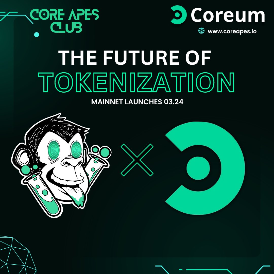 The Core Ape Club has the most rabid community in all of Coreum 🐒

Officially partnered with <a href="/CoreumOfficial/">Coreum</a> to bring 1589 unique apes all looking to get plugged into our community validator node &amp; reward their holders monthly 🌀🌀🧪
