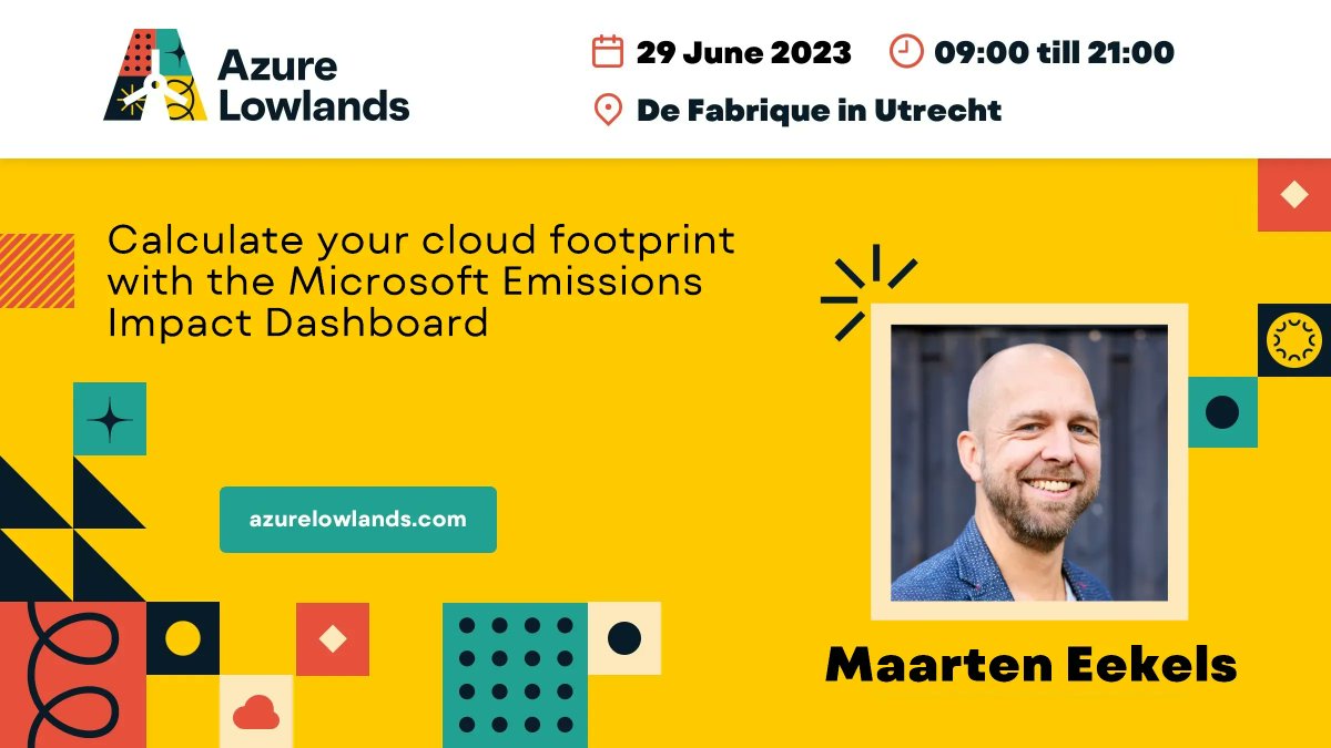 Azure Lowlands just got even better! We're excited to welcome @maarteneekels to speak on calculating your #cloud #emissions footprint. Get your early bird tickets only this week on: azurelowlands.com