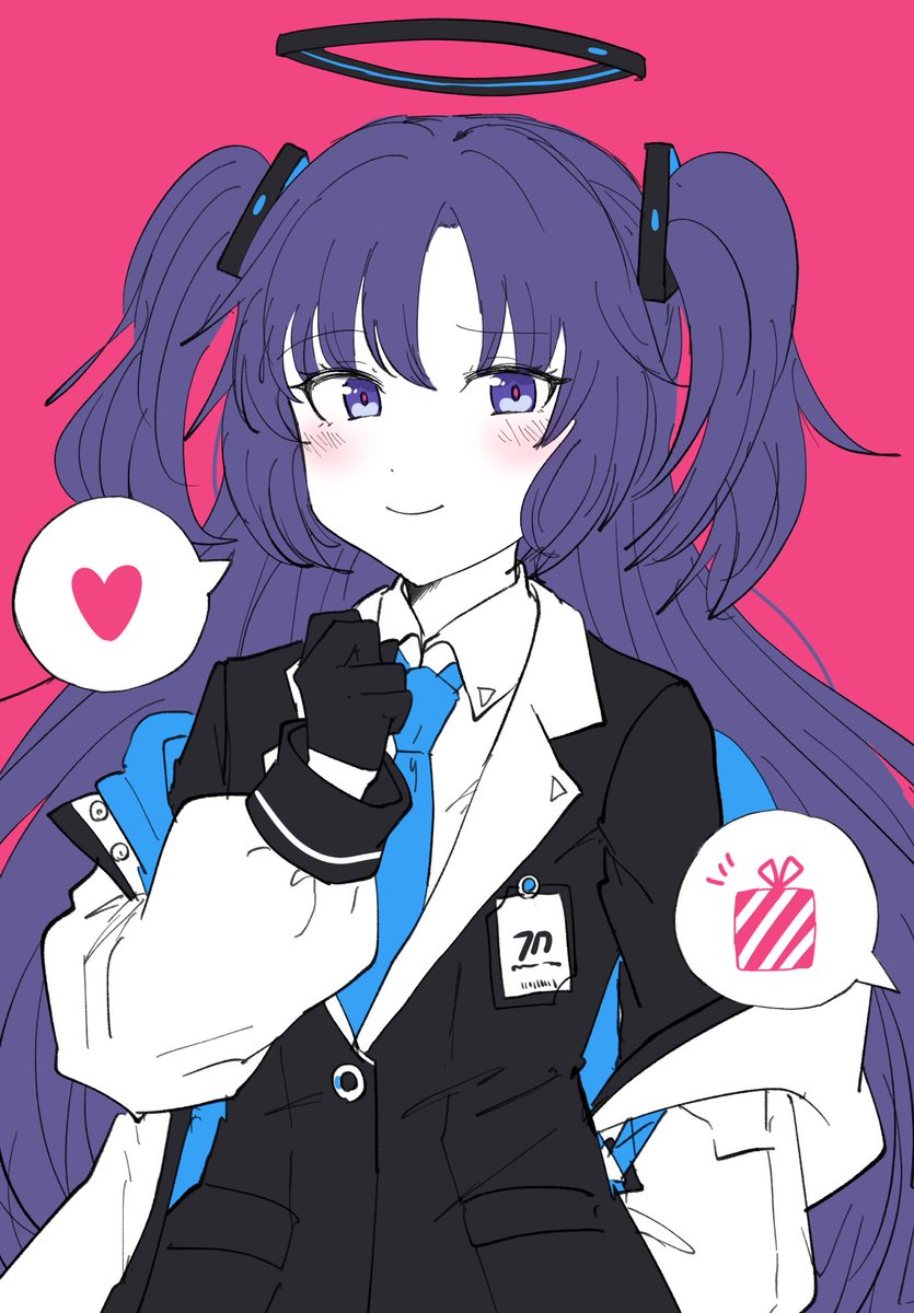 yuuka (blue archive) 1girl halo necktie jacket solo heart gloves  illustration images