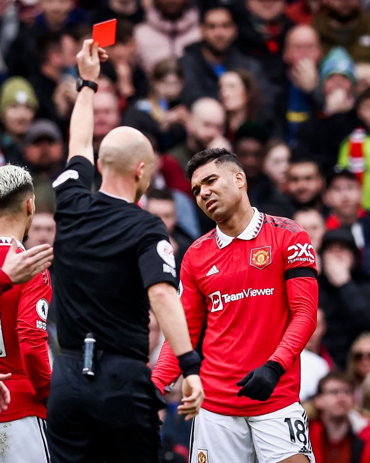cheese4339's tweet photo. 🎙️ Erik Ten Hag: "Casemiro played over 500 games in Europe and never once got a red card. Now he has two in the Premier League. His absence is not the issue. We will deal with that. 

This game was influenced by the referee." https://t.co/w0hKHyj3AF