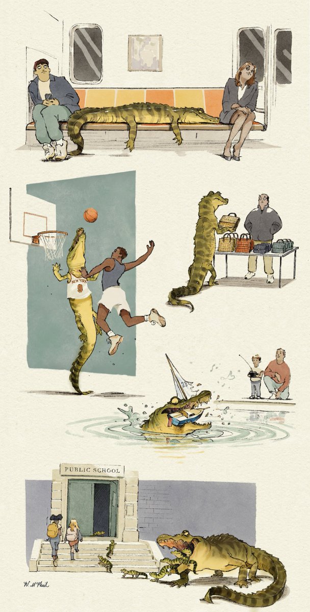 WillMcPhail's tweet photo. . @emmaEWallen emailed me an article about alligators being found in NYC with the subject line “Any interest?” This is the result of that interest. Thank you everyone at the @NewYorker 🐊 https://t.co/EZ3cqsCmfw