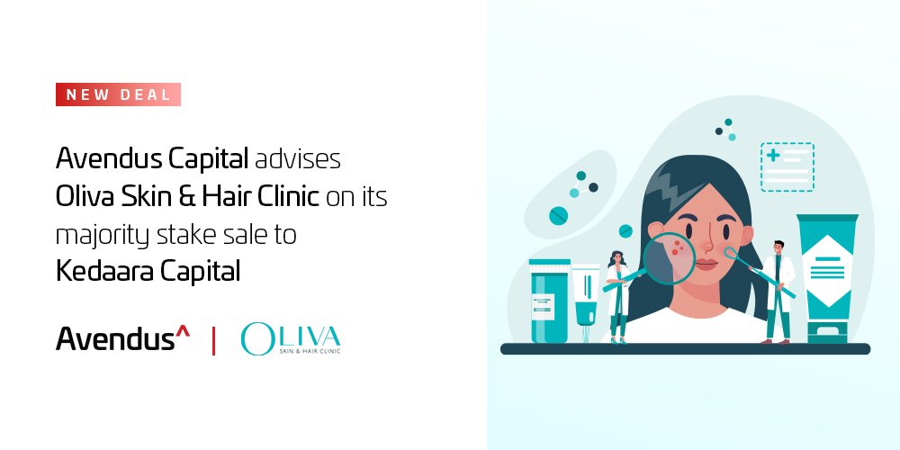 Avendus's tweet photo. 🔴#AvendusDealAlert: Delighted to partner with #InvAscent backed @olivaclinic, one of India’s leading medico-aesthetic dermatology services players, on its majority stake sale to #KedaaraCapital. Learn more: https://t.co/X0pUZe6pC2 https://t.co/SF9NAPBJlK