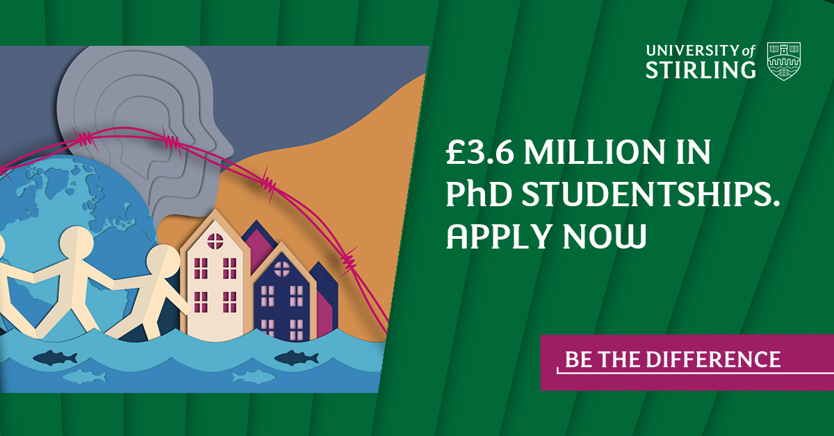 Funded PhD opportunities! The Institute for Advanced Studies studentship initiative provides funding for #postgraduate researchers interested in novel methodologies to support future #research and better informed policy. Apply at: stir.ac.uk/research/resea…  <a href="/bileta/">Paige Orange</a>