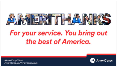 VermontCorps's tweet photo. #AmeriCorpsWeek is here, and we proudly join the #nationalservice community to give #AmeriThanks. Every day, Americans choose to make a difference with @AmeriCorps and @AmeriCorpsSr. Thank you for your #Service. #RT to pass it on and learn more: https://t.co/rGPNIF4QpT https://t.co/tjLdtlxi9b