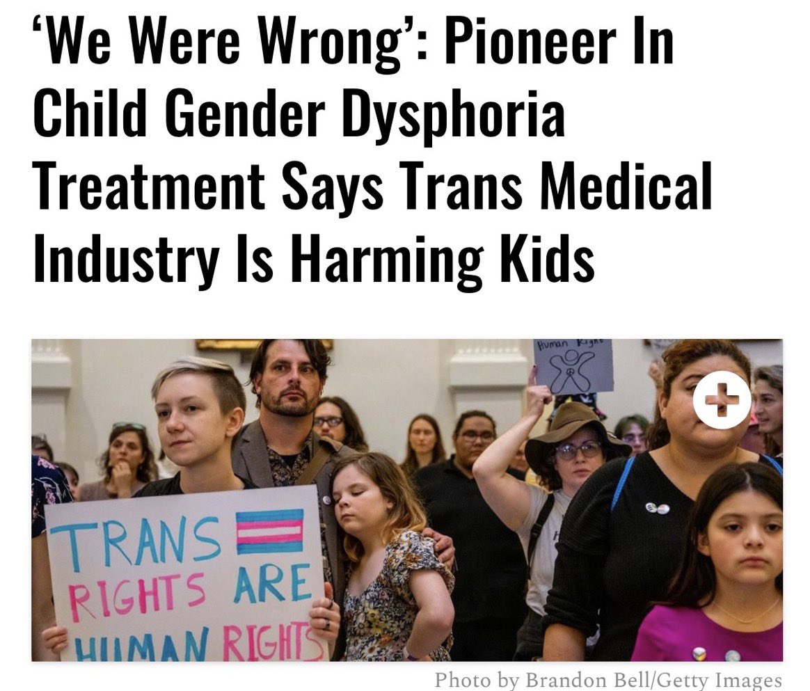 MaximeBernier's tweet photo. The narrative supporting the monstrous trans experiment on children is collapsing. More and more people, even in the trans medical industry itself, are realizing it.

Shame to all those who still support it, including the Liberals, NDP and Conservatives in Canada. 

“Dr. Susan Bradley, a Canadian psychiatrist and pioneer in child gender dysphoria treatment, came out against the popular model of affirming children’s transgender identities and putting them on puberty blocker.”
https://t.co/drxTlRsI6B