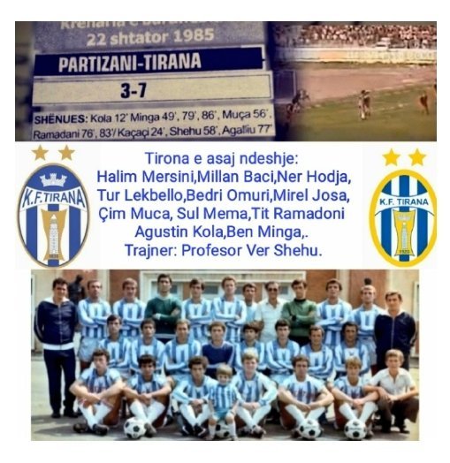 Bardheblu29's tweet photo. Pak Histori, Orari Zyrtar:
Tirona - Partizoni 7️⃣〰️3️⃣
22 Shtator 1985 në "Qemal Stafa"🏟
🗣📢O ky Partizon o nis për KASHAR,
O se 7 me 3 ja vum orar ZYRTAR🎵
#TIRONA #ForcaTirona
#NEJEMITIRONA #Tirana https://t.co/1wJg5UCsAD