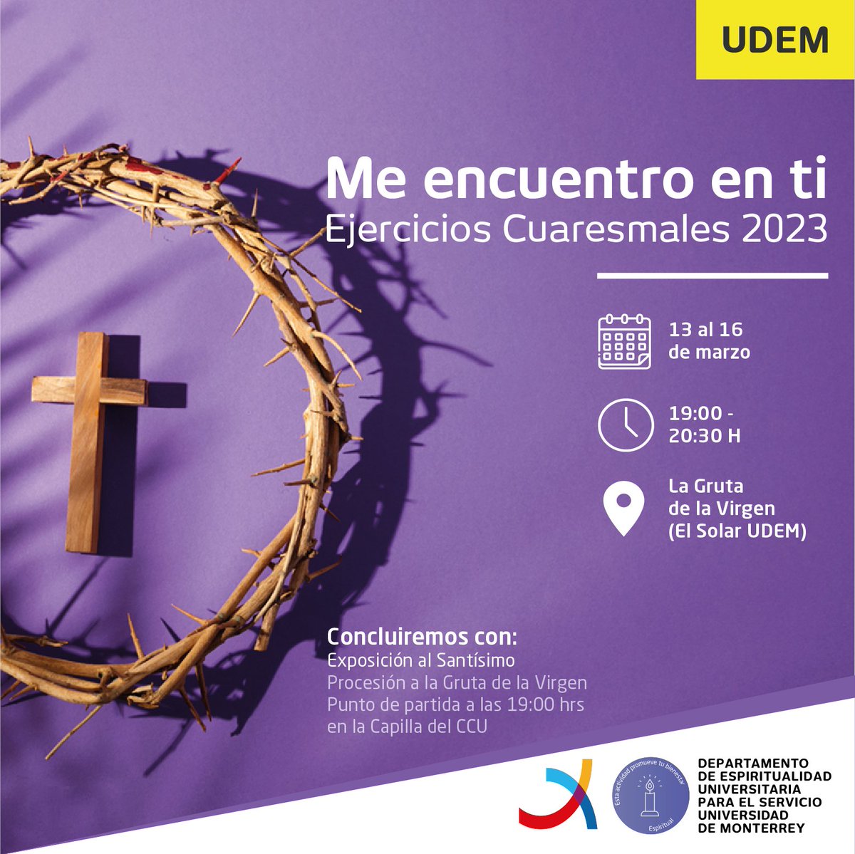 ¡Los invitamos a participar en los ejercicios cuaresmales! 🙌

📍La Gruta de la Virgen (El Solar)
🕖 10:00 - 20:30 h
🗓13 al 16 de marzo

#InspirandoTuMejorVersión