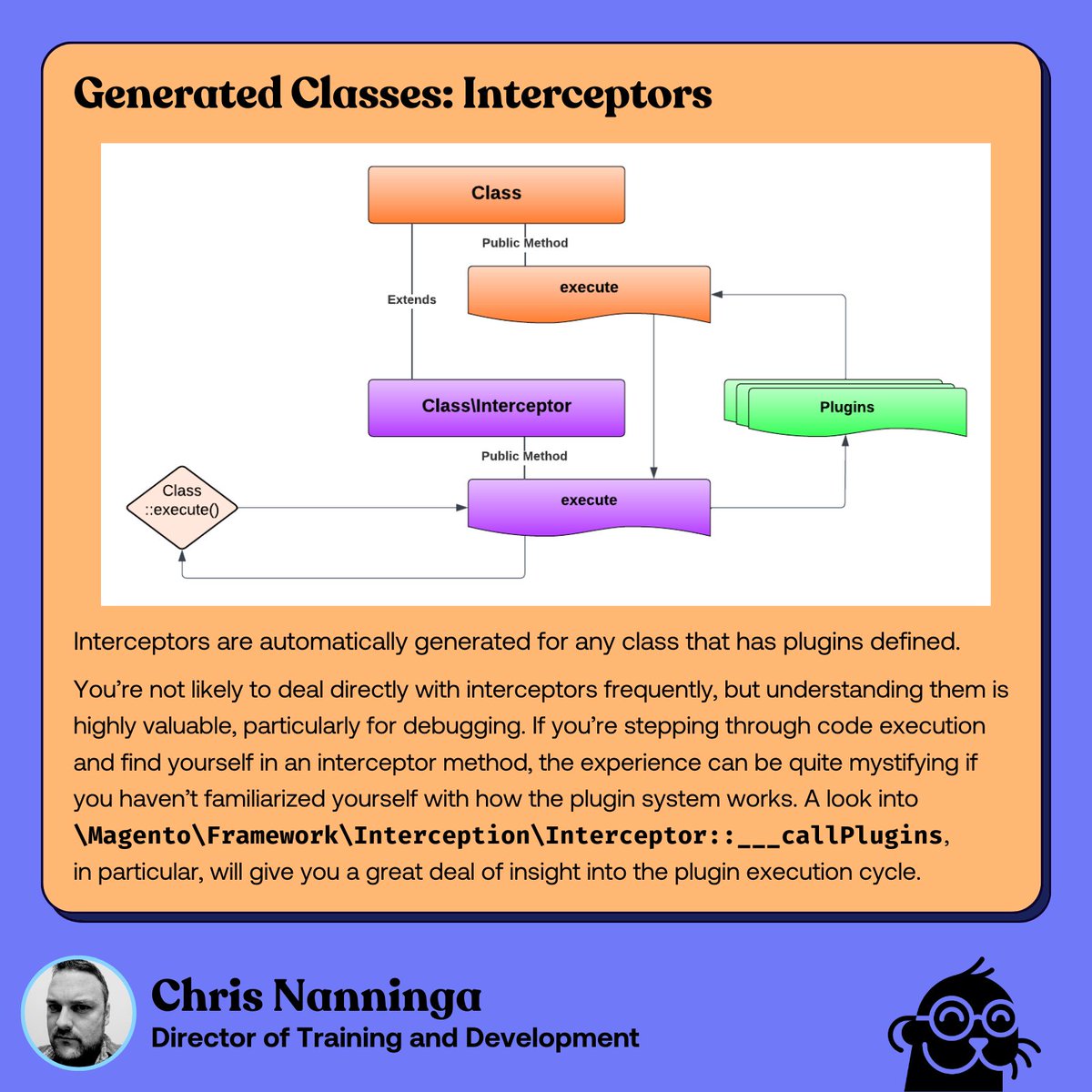 Thank you <a href="/ChrisNanninga/">Chris Nanninga</a> for this!
In this short series, we’re going to look at the different kinds of auto-generated PHP classes in Adobe Commerce. First up: interceptors!

Learn more: swiftotter.com/technical/quic…

#magento #magento2 #magentodeveloper #swiftotter
