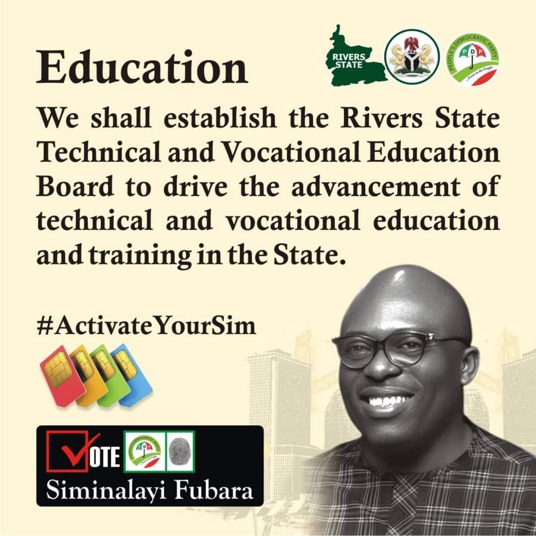 Lack of middle level manpower is a constant complain of the oil sector and why they say the do not hire Rivers state residents. It takes a homeboy to understand the problem and decipher a solution. This is why we know that #riveraisafewithSIM. 
March 18, please vote PDP n Rivers