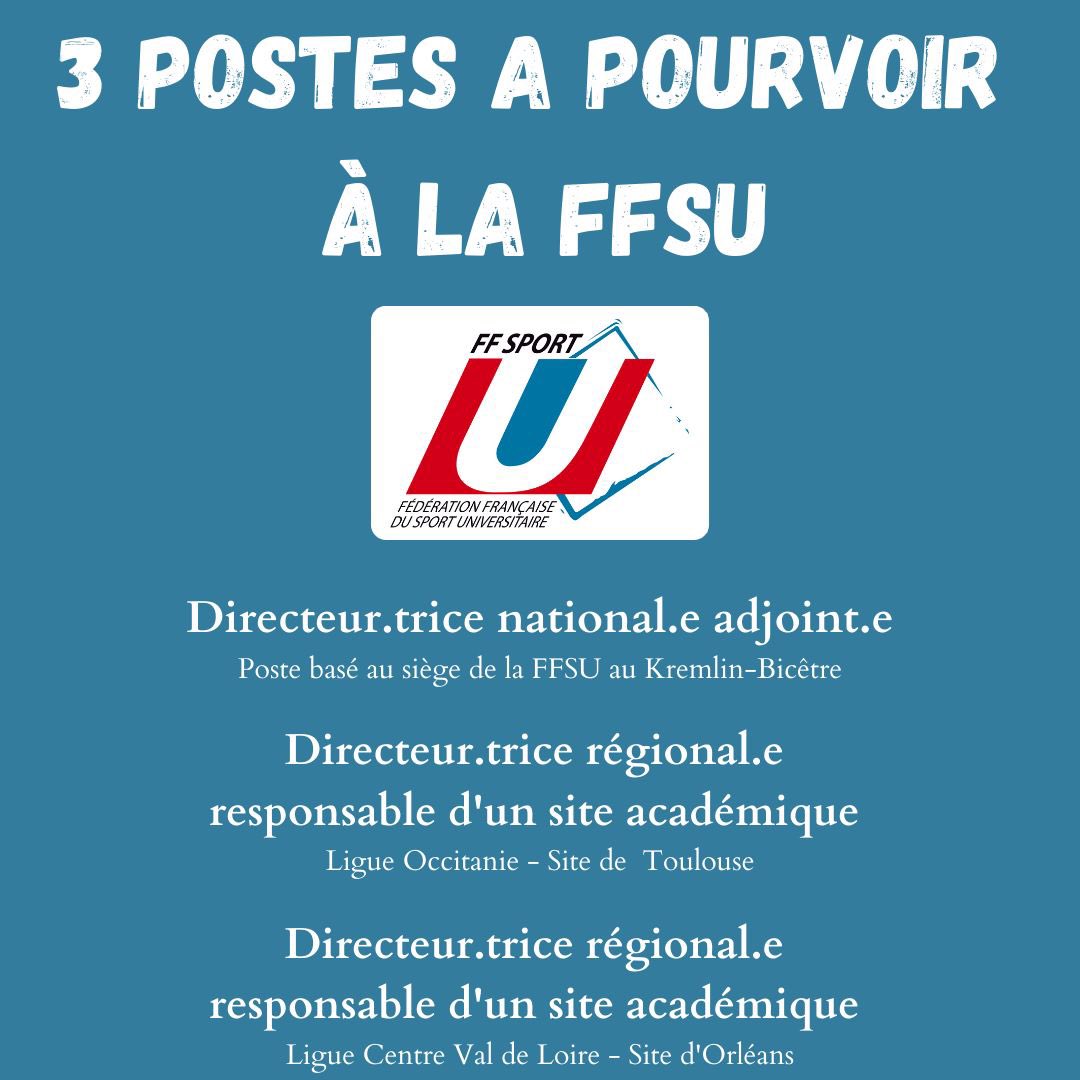 📣 La <a href="/FFSportU/">FFSU</a> recrute 

👉 bit.ly/405NvoS

A vos CV ! 

#SportUniversitaire 
#FFSU