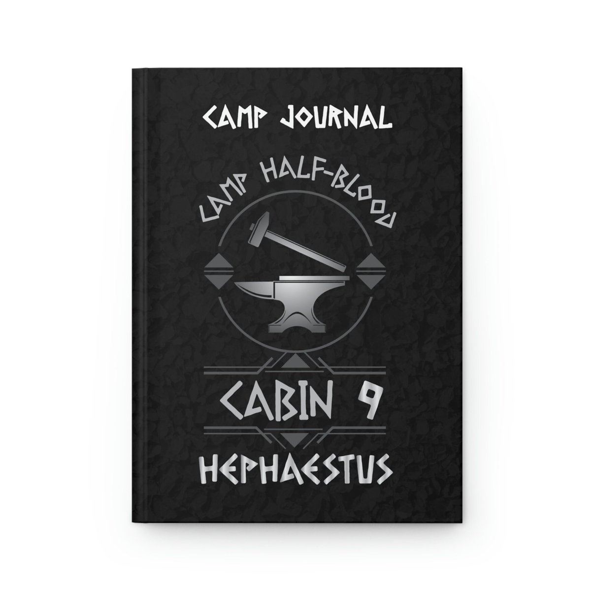 Toiadica's tweet image. Camp Journal for members of Cabin #9 in Camp Half-Blood, Child of Hephaestus, Percy Jackson-inspired design, Hardcover Journal Matte etsy.me/3JgDRJD #black #gray #hardcoverjournal #percyjackson #percyjacksongift #percyjacksonmerch #camphalfblood #demigodscamp